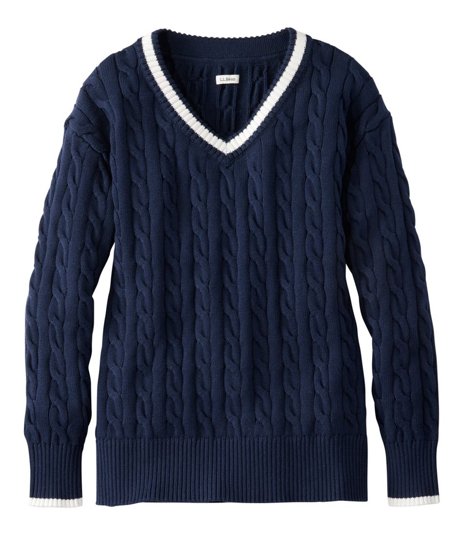 L.L.Bean New | Women's The Original Double L® Sweater, Cable V-Neck