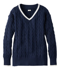 L.L.Bean New | Women's The Original Double L® Sweater, Cable V-Neck