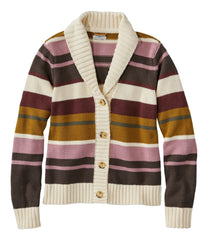 L.L.Bean Discount | Women's Signature Original Cotton Sweater, Shawl Cardigan Stripe
