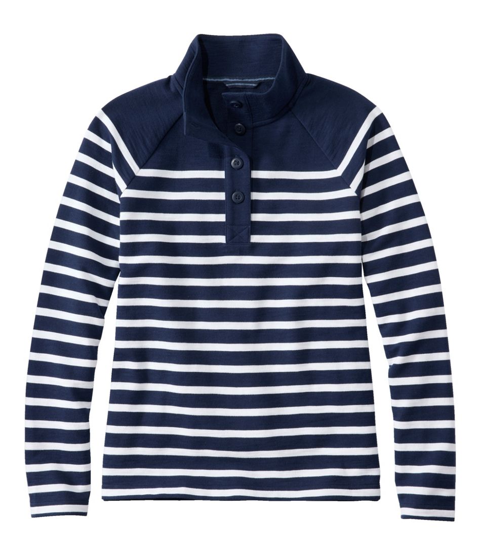 L.L.Bean On Sale | Women's Peaks Island Button Mockneck, Stripe