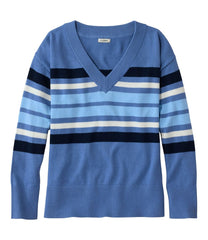 L.L.Bean On Sale | Women's Cotton/Cashmere Sweater, V-Neck Stripe