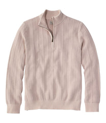 L.L.Bean Discount | Men's Sunwashed Textured Cotton Sweater, Herringbone 1/4 Zip