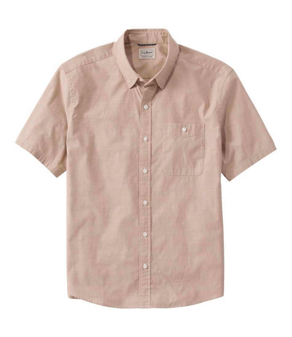 L.L.Bean For Sale | Men's Comfort Stretch Performance® Chambray Shirt, Short-Sleeve, Slightly Fitted Untucked Fit