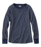 L.L.Bean Sale | Women's Unshrinkable Mini-Waffle Tee, Long-Sleeve Crewneck Stripe