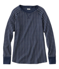 L.L.Bean Sale | Women's Unshrinkable Mini-Waffle Tee, Long-Sleeve Crewneck Stripe