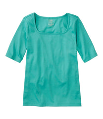 L.L.Bean Outlet | Women's Pima Cotton Tee, Soft Squareneck Elbow-Sleeve
