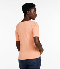 L.L.Bean Outlet | Women's Pima Cotton Tee, Soft Squareneck Elbow-Sleeve