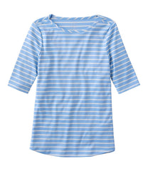 L.L.Bean On Sale | Women's Pima Cotton Tee, Elbow-Sleeve Boatneck Stripe