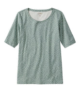 L.L.Bean New | Women's Jewelneck Tee, Elbow-Sleeve Print