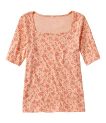 L.L.Bean Outlet | Women's Pima Cotton Tee, Soft Squareneck Elbow-Sleeve