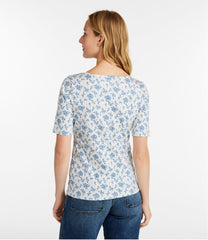 L.L.Bean Outlet | Women's Pima Cotton Tee, Soft Squareneck Elbow-Sleeve