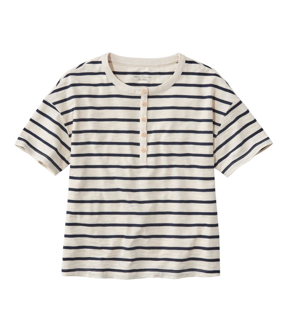 L.L.Bean Sale | Women's Signature Slub Tee, Short-Sleeve Henley Novelty