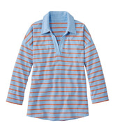 L.L.Bean New | Women's Heritage Mariner Top, Splitneck Polo Three-Quarter-Sleeve Stripe