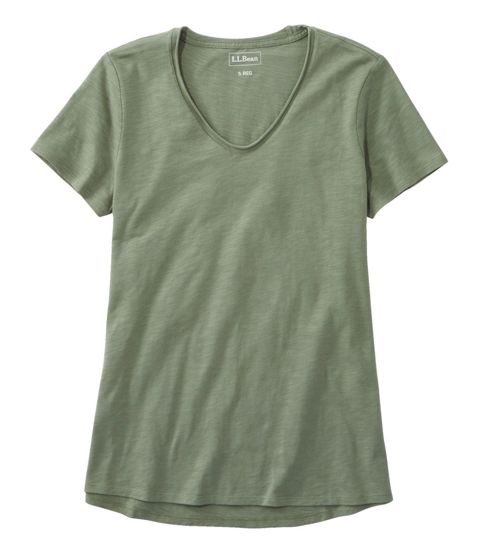 L.L.Bean Sale | Women's Organic Cotton Tee, V-Neck Short-Sleeve