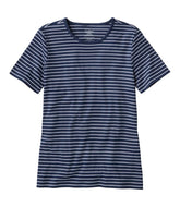 L.L.Bean New | Women's Pima Cotton Tee, Short-Sleeve Crewneck Stripe