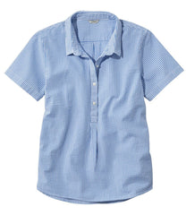 L.L.Bean Sale | Women's Vacationland Seersucker Shirt, Short-Sleeve Popover Stripe