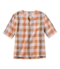 L.L.Bean Discount | Women's Signature Linen-Blend Splitneck Shirt, Short-Sleeve