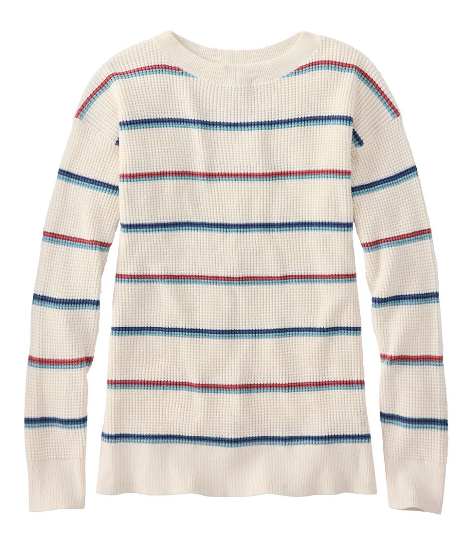 L.L.Bean US | Women's Sunwashed Waffle Sweater, Pullover Stripe