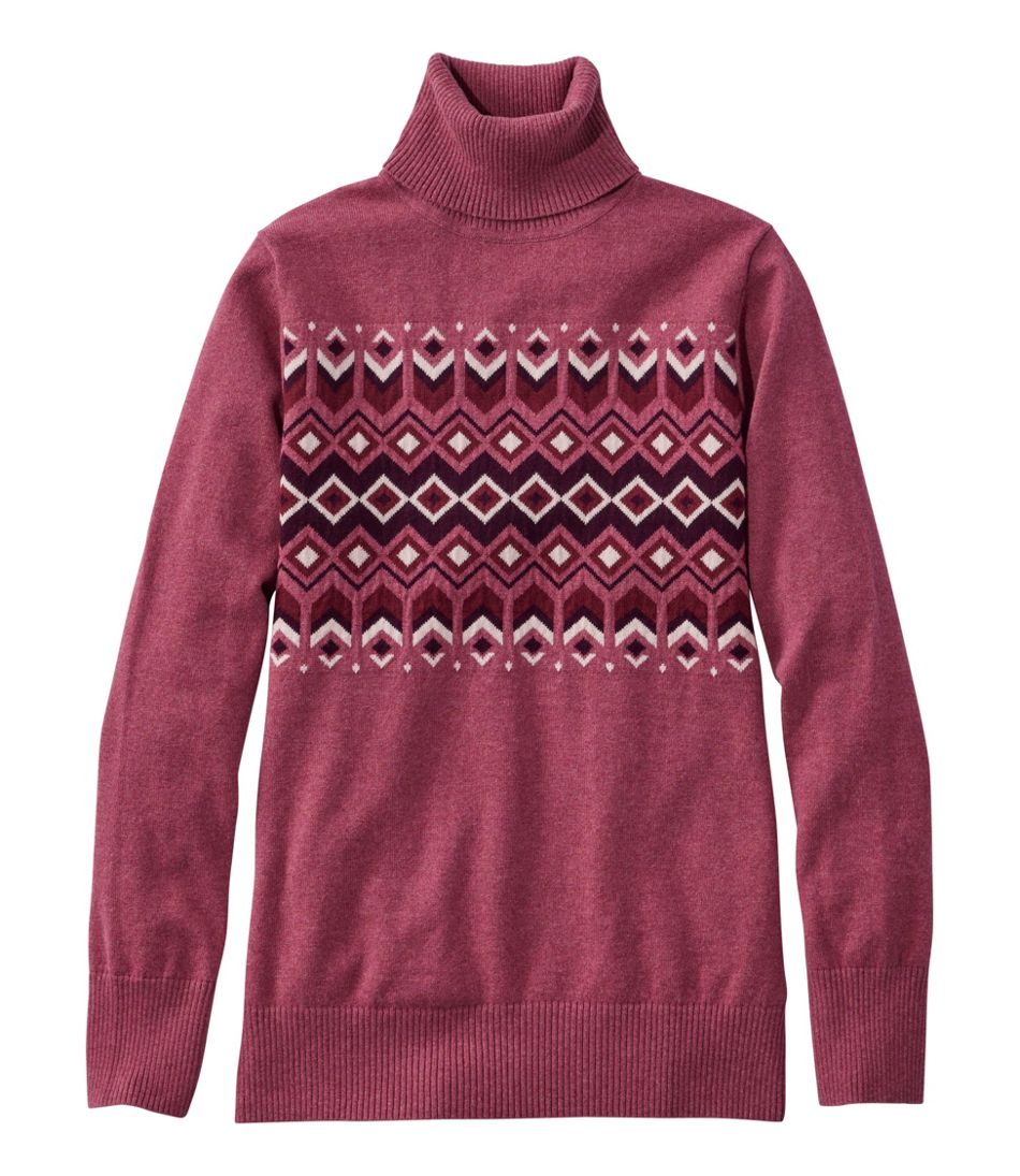 L.L.Bean On Sale | Women's Cotton/Cashmere Sweater, Turtleneck Intarsia