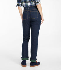 L.L.Bean Discount | Women's True Shape Jeans, High-Rise Straight-Leg Fleece-Lined