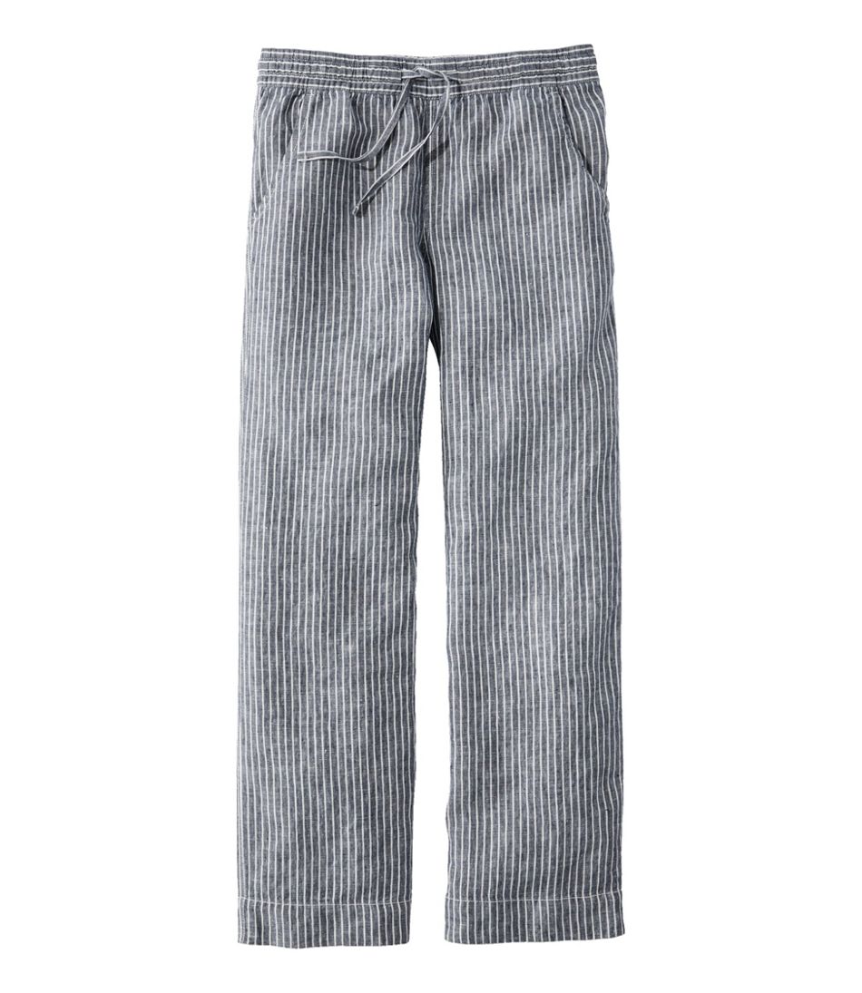 L.L.Bean Discount | Women's Premium Washable Linen Pull-On Pants, Stripe