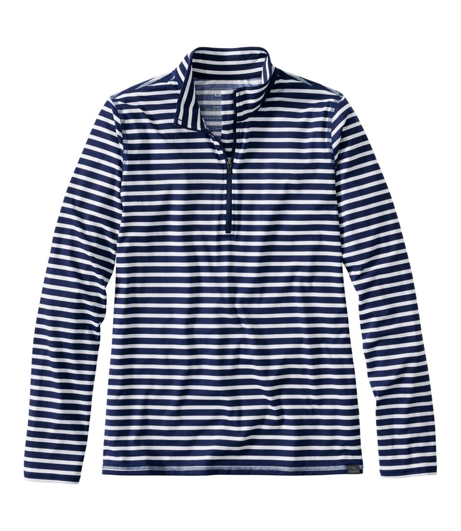 L.L.Bean Sale | Women's SunSmart® UPF 50+ Sun Shirt, Quarter-Zip Stripe