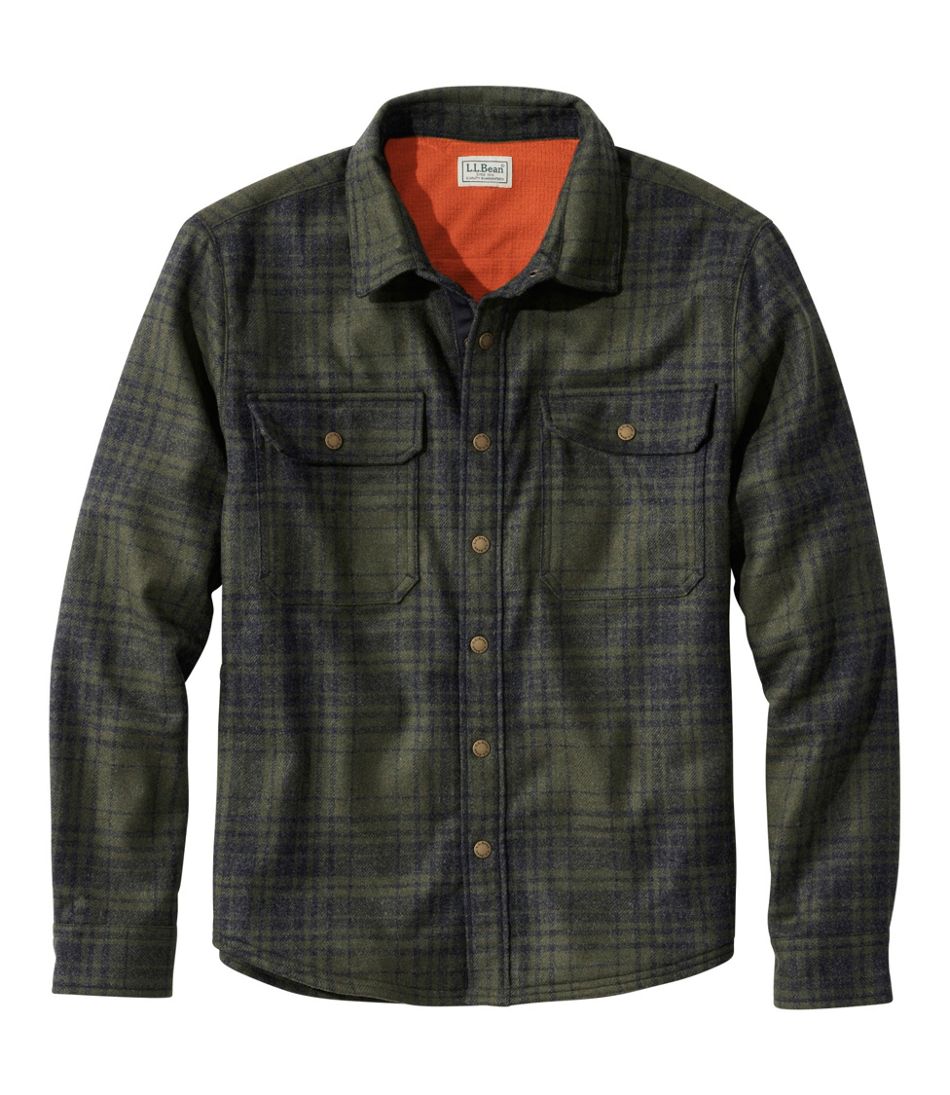 L.L.Bean Online | Men's Maine Guide Lightweight Lined Wool Field Shirt, Plaid