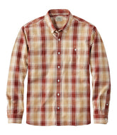 L.L.Bean Discount | Men's Comfort Stretch® Chambray Shirt, Long-Sleeve, Slightly Fitted Untucked Fit, Plaid