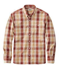 L.L.Bean Discount | Men's Comfort Stretch® Chambray Shirt, Long-Sleeve, Slightly Fitted Untucked Fit, Plaid