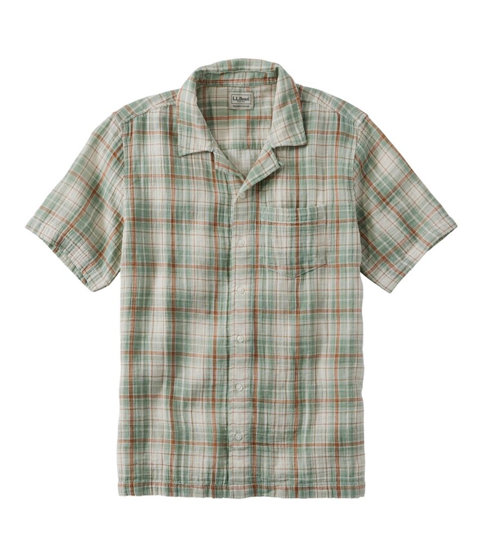 L.L.Bean Online | Men's Cloud Gauze Shirt, Short-Sleeve, Slightly Fitted Untucked Fit, Plaid
