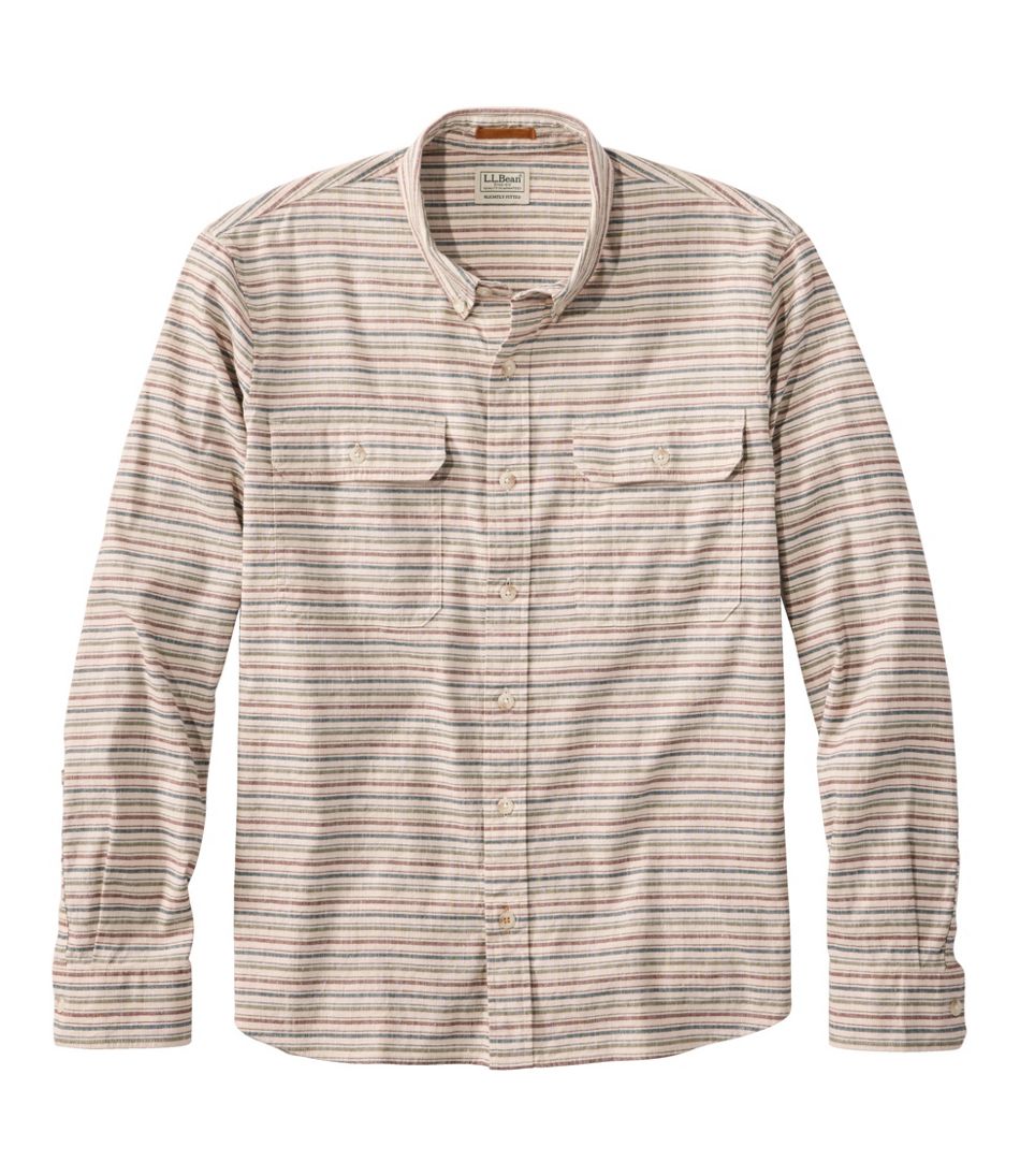 L.L.Bean For Sale | Men's Stonecoast Hemp Shirt, Long-Sleeve, Slightly Fitted Untucked Fit, Stripe