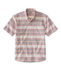 L.L.Bean Outlet | Men's Comfort Stretch Chambray Shirt, Traditional Untucked Fit, Short-Sleeve, Stripe
