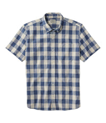 L.L.Bean On Sale | Men's Comfort Stretch® Chambray Shirt, Slightly Fitted Untucked Fit, Short-Sleeve, Plaid