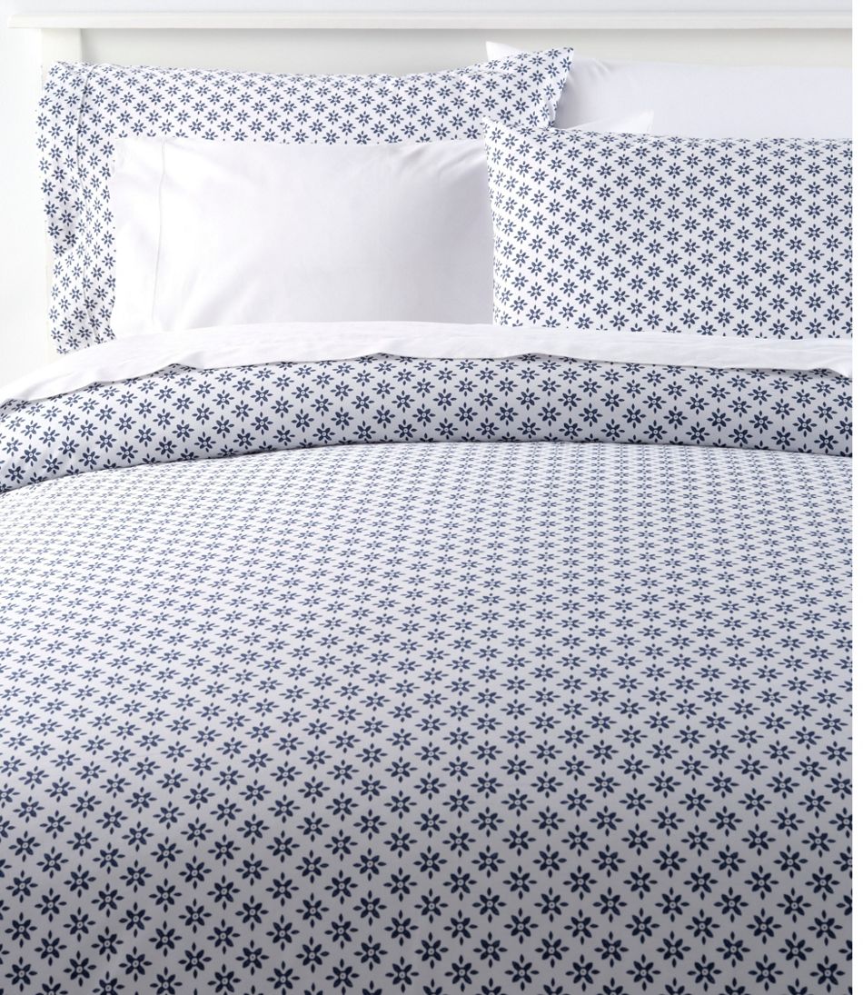 L.L.Bean Outlet | Sunwashed Percale Comforter Cover, Block Floral Print