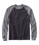 L.L.Bean | Men's Washed Cotton Double-Knit Crewneck, Slightly Fitted Long-Sleeve Colorblock