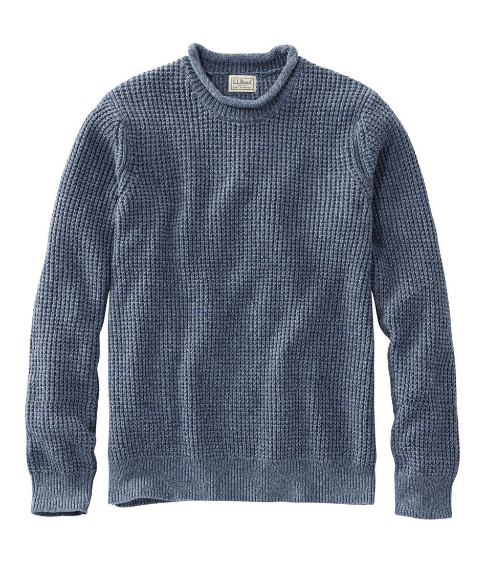 L.L.Bean New | Men's Organic Cotton Waffle Sweater, Rollneck Crew