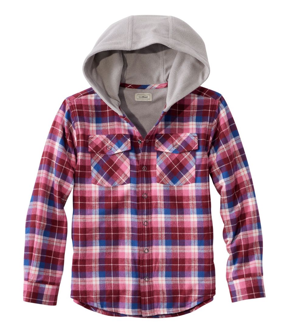 L.L.Bean Discount | Kids' Fleece-Lined Flannel Shirt, Hooded Plaid