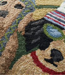 L.L.Bean Discount | Indoor/Outdoor Hooked Pillow, Dogs Skiing