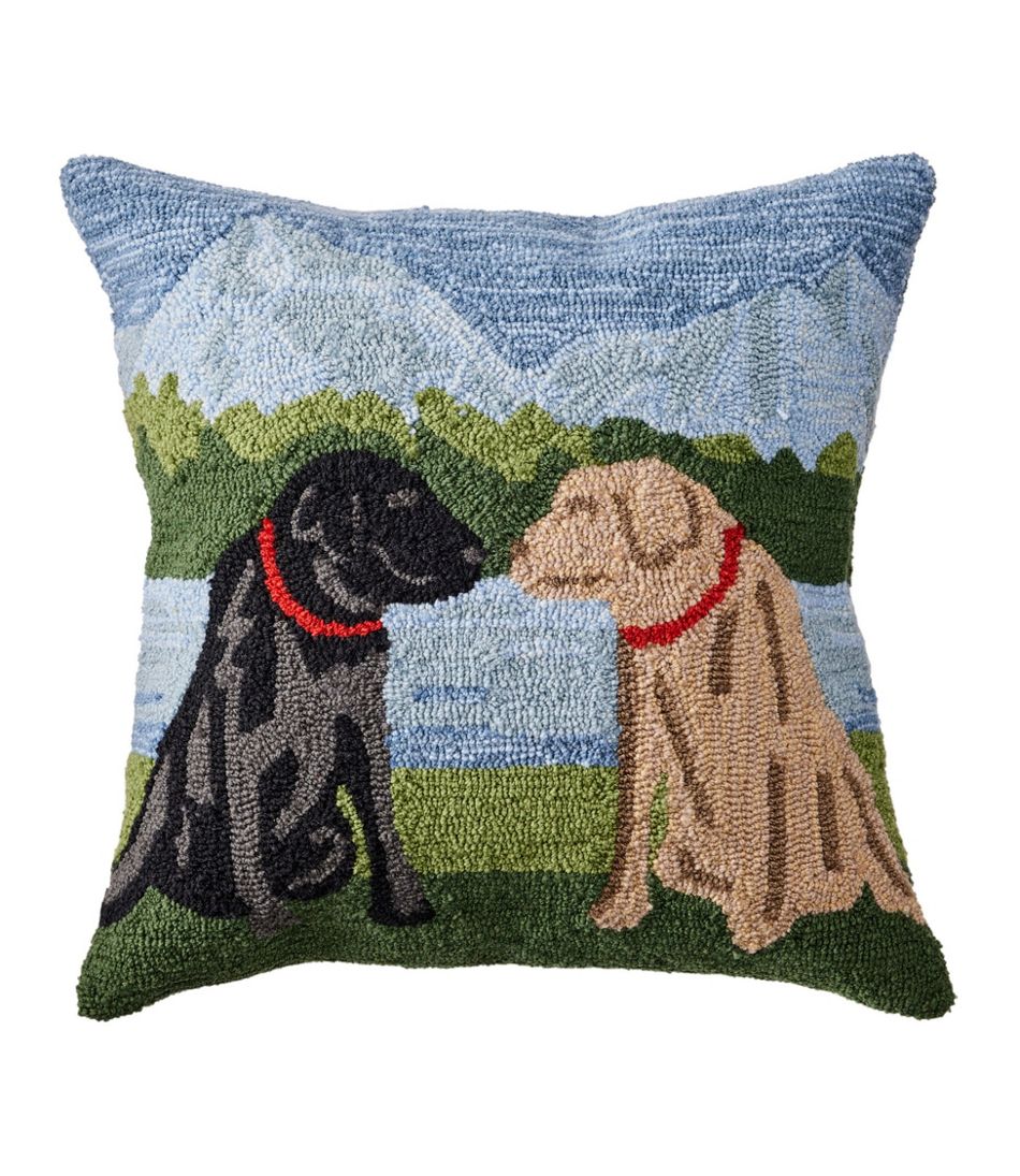 L.L.Bean For Sale | Indoor/Outdoor Hooked Pillow, Mountain Dogs