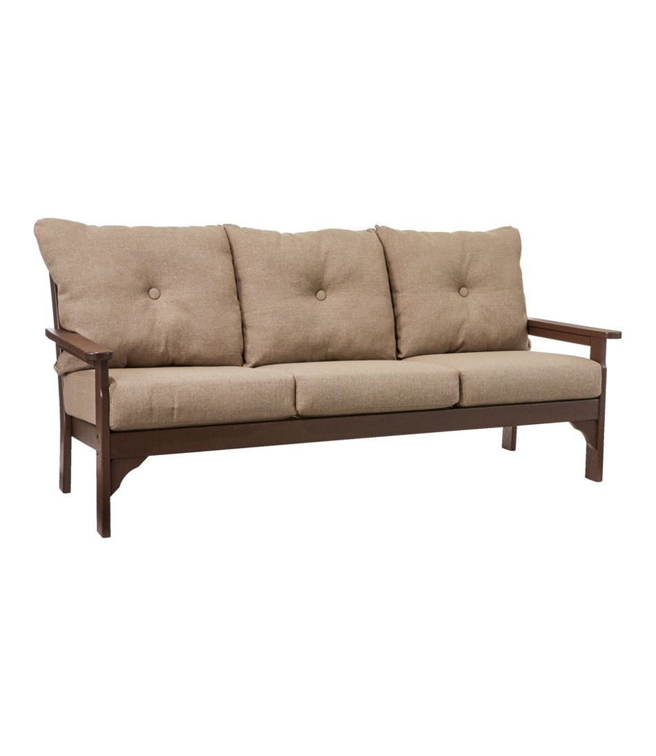 L.L.Bean Sale | All-Weather Patio Sofa with Textured Cushions, Mahogany