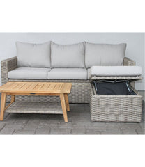 L.L.Bean For Sale | Wicker Storage Sofa and Teak Coffee Table Set