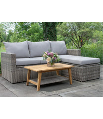 L.L.Bean For Sale | Wicker Storage Sofa and Teak Coffee Table Set
