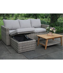 L.L.Bean For Sale | Wicker Storage Sofa and Teak Coffee Table Set
