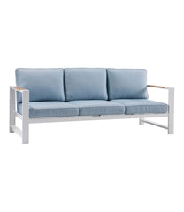 L.L.Bean Outlet | White Aluminum Deep Seating Sofa with Blue Cushions