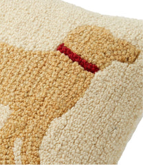 L.L.Bean New | Wool Hooked Throw Pillow, Yellow Dog, 14" x 14"