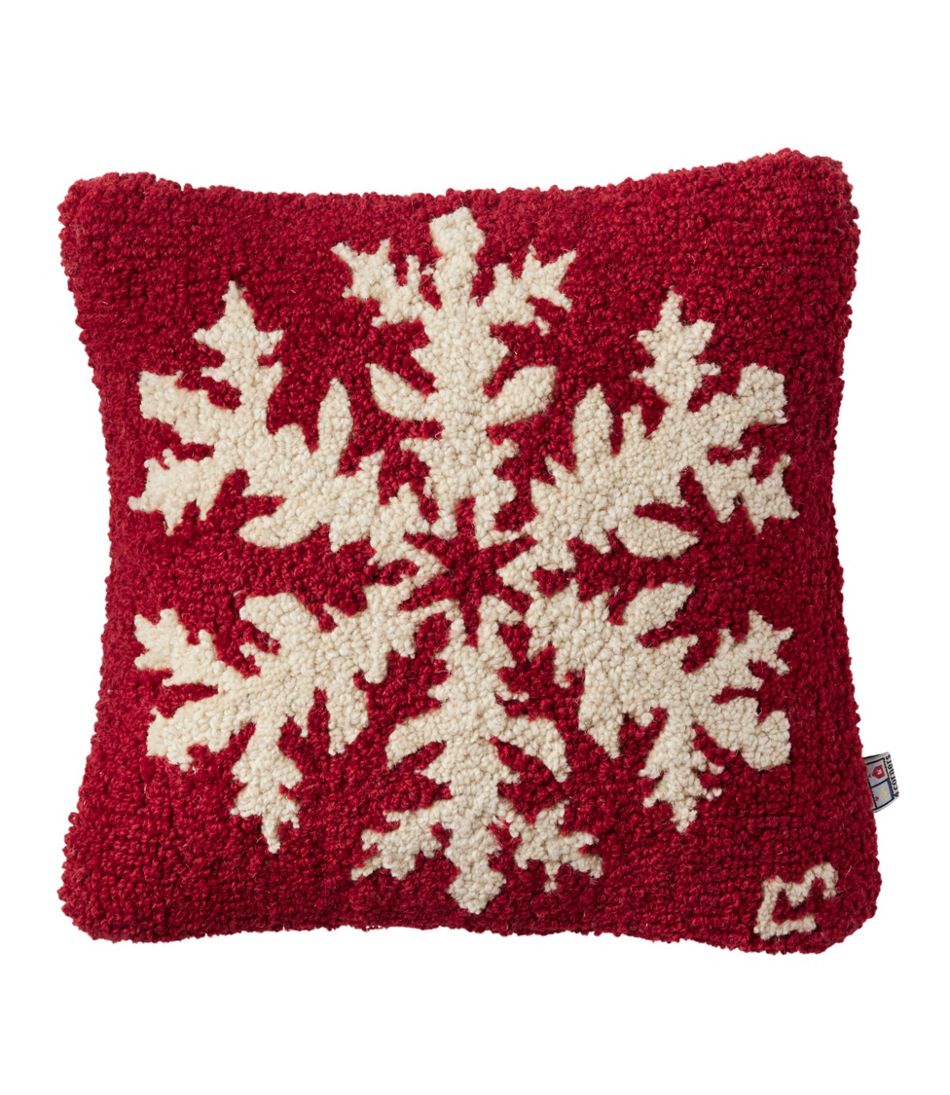 L.L.Bean US | Wool Hooked Throw Pillow, Snowflake, 14" x 14"