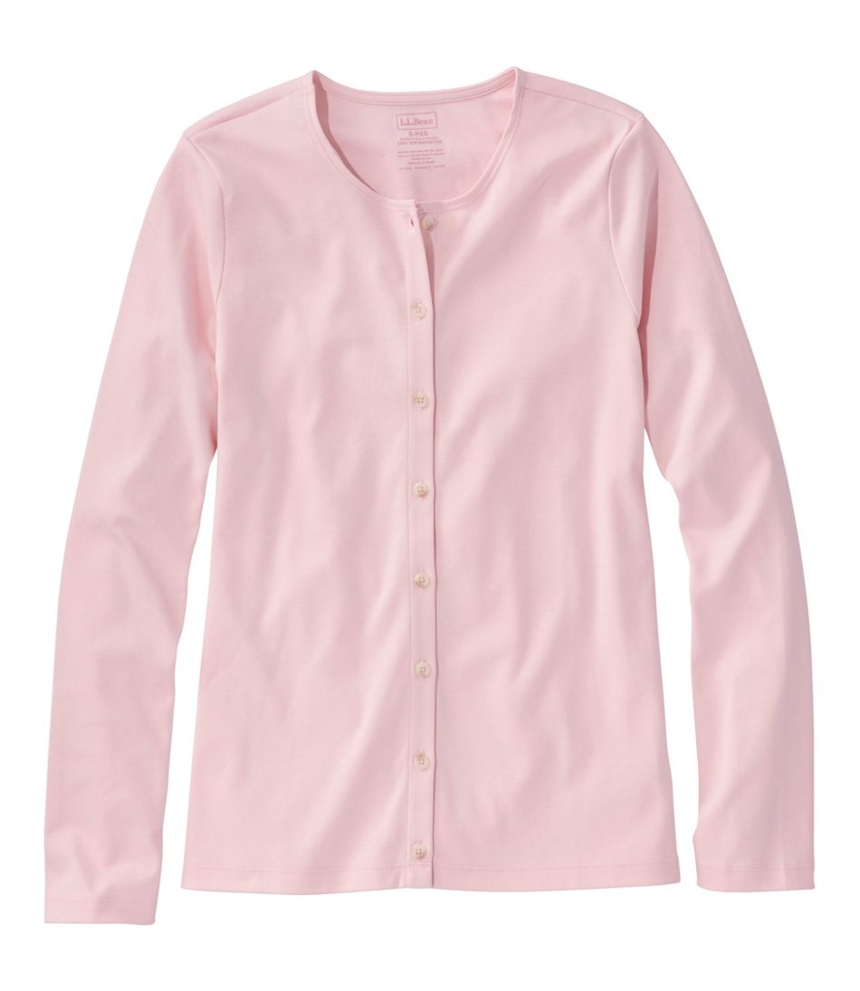 L.L.Bean Outlet | Women's Pima Cotton Tee, Long-Sleeve Crewneck Cardigan