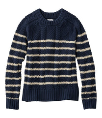L.L.Bean Online | Women's Signature Cotton Fisherman Sweater, Crewneck Stripe