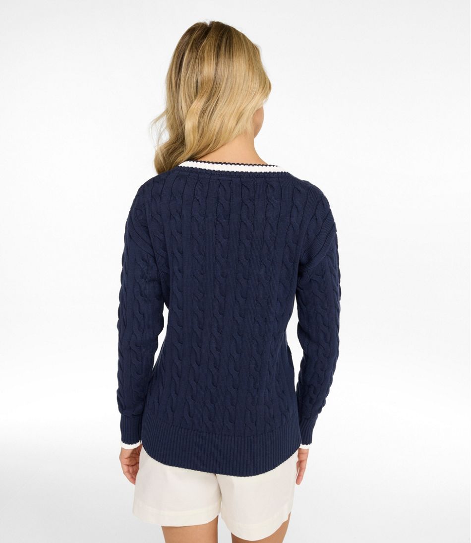 L.L.Bean New | Women's The Original Double L® Sweater, Cable V-Neck