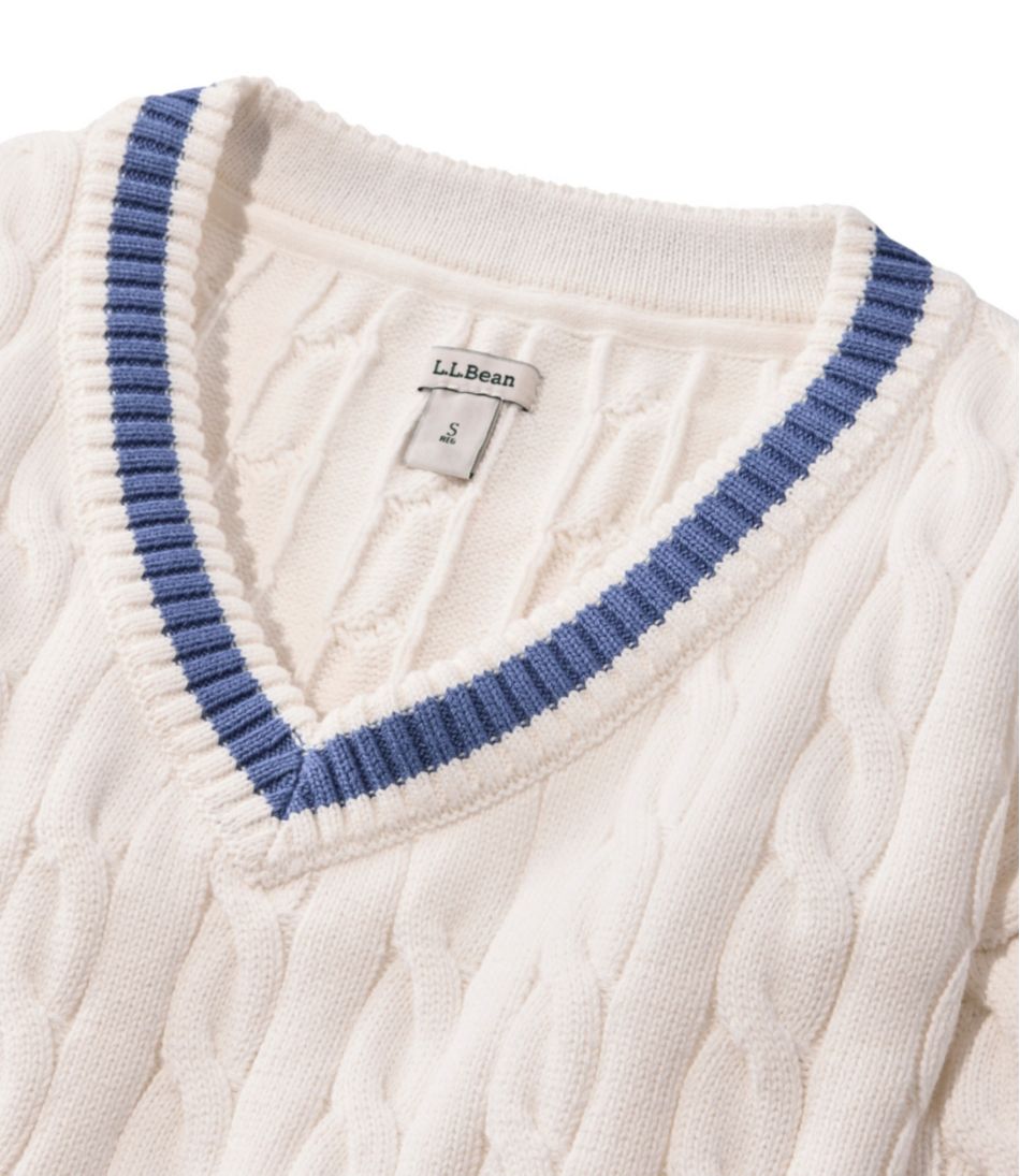 L.L.Bean New | Women's The Original Double L® Sweater, Cable V-Neck